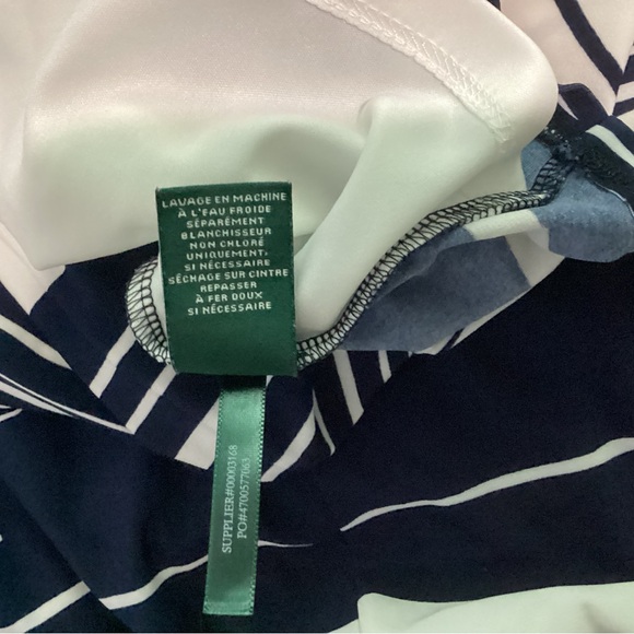 Lauren Ralph Lauren Navy Blue & White Ruched Dress Women’s Size 8 - Picture 5 of 7